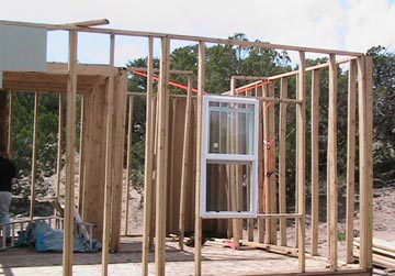 A building frame with some windows in it